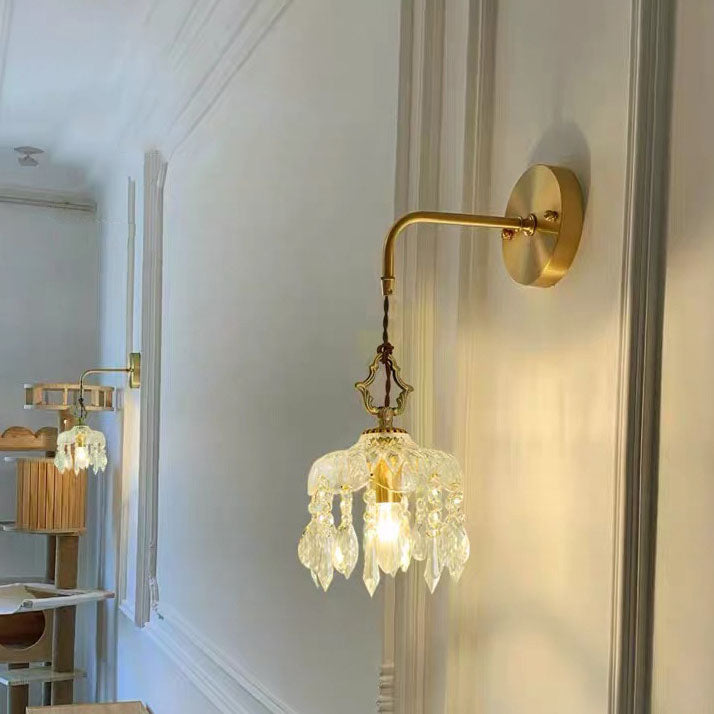 Brass Crystal Glass Wall Lamp
