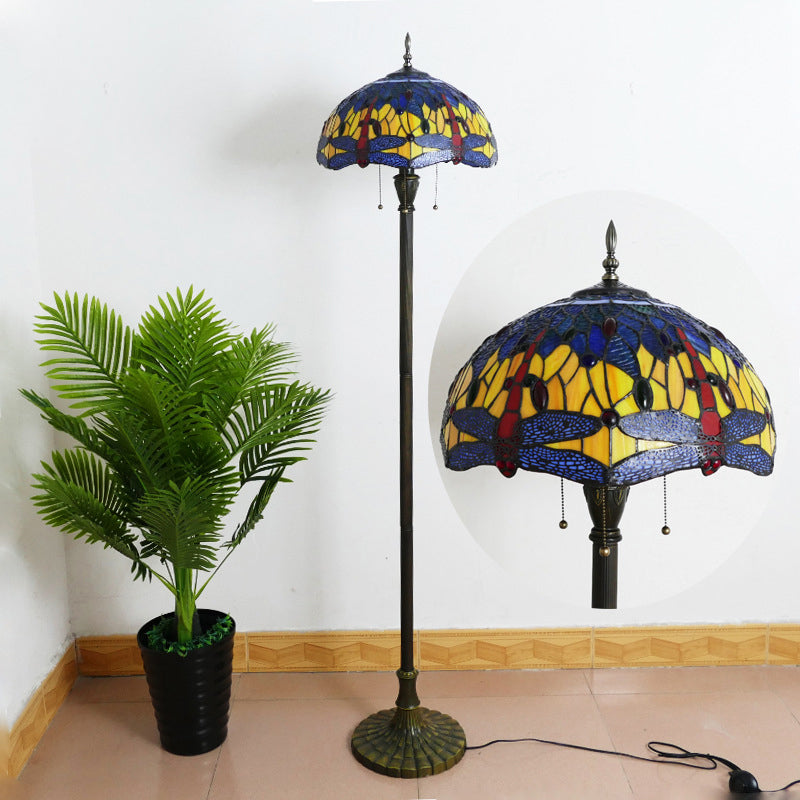 Column Iron Glass Living 3-Light Floor Lamp