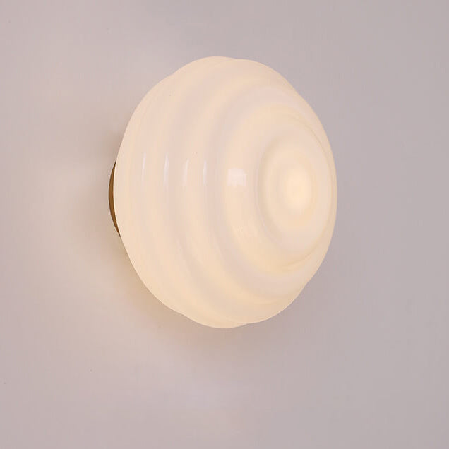 Cream Wave Round Glass Wall Lamp
