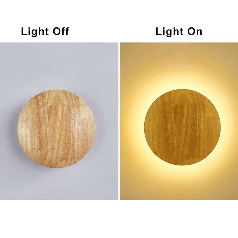Wooden Circle Wall Lamp