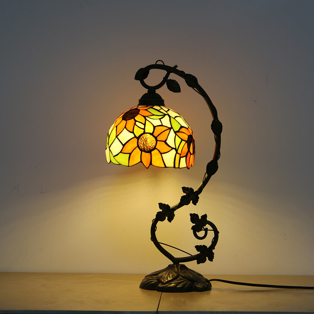Rose Stained Glass Vine Table Lamp