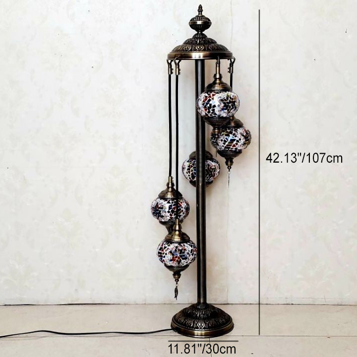 Oval Ball Iron Stained 7-Light Floor Lamp