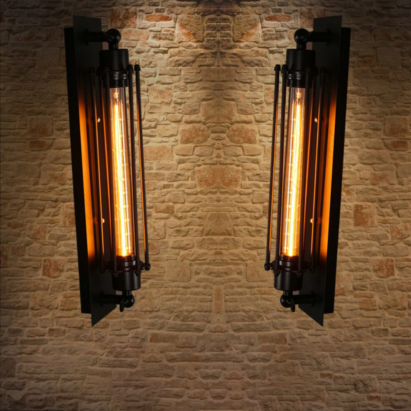 Rectangular Cylinder Iron Living Wall Lamp