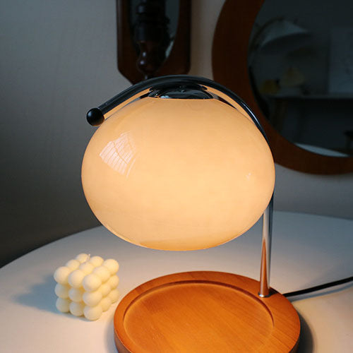 Glass Dome Solid Wood Table Lamp