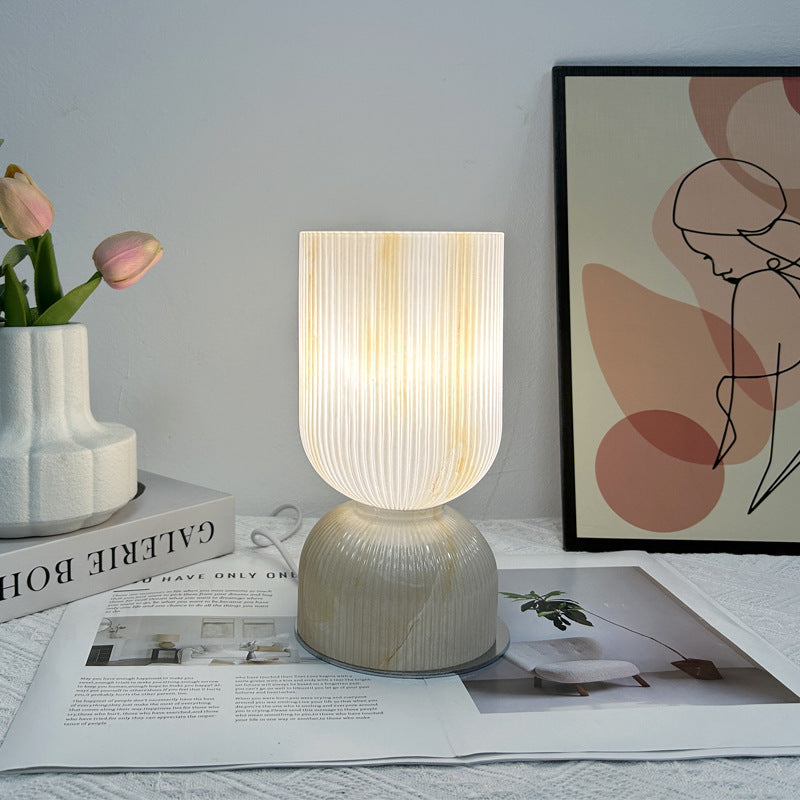 Cylinder Funnel Glass Bedroom Table Lamp