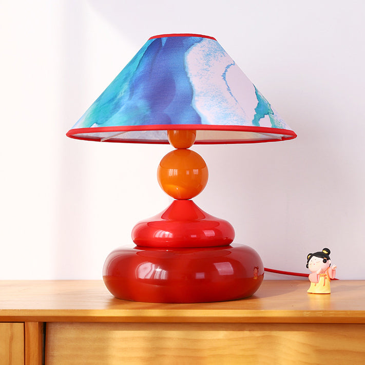 Iron Fabric Conic Round Table Lamp