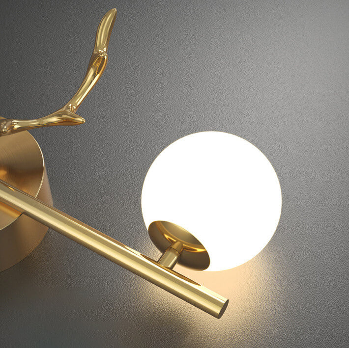 Antler Full Brass Glass Wall Lamp