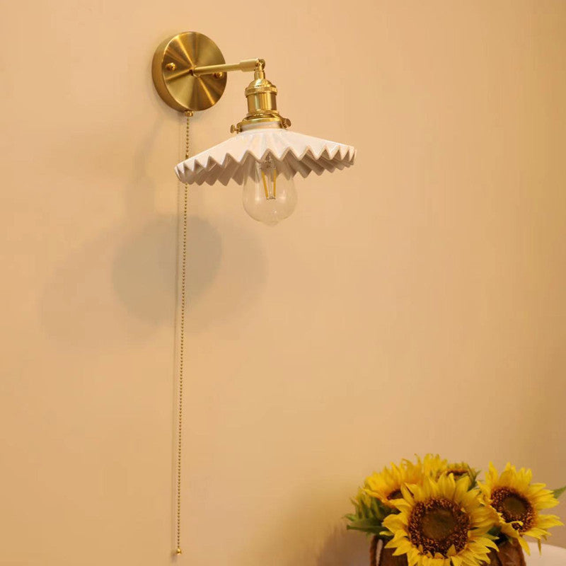Brass Round Vanity Bedroom Wall Lamp