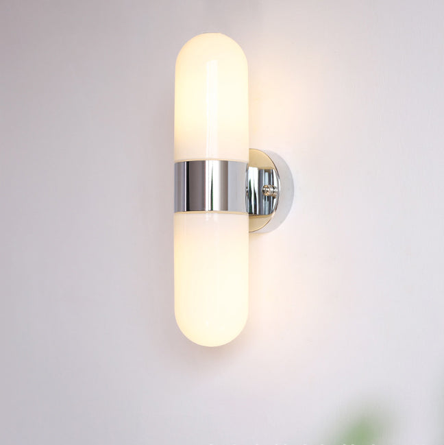 Capsule Iron Glass Bedroom 2-Light Wall Lamp