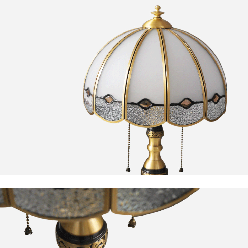 Umbrella Full Copper Glass 3-Light Floor Lamp
