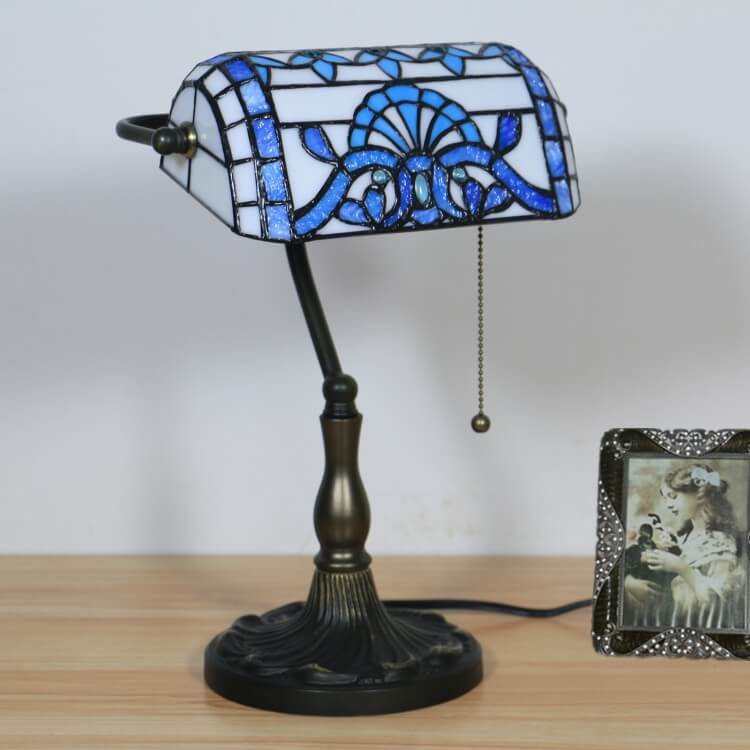 Baroque Stained Glass Bank Table Lamp