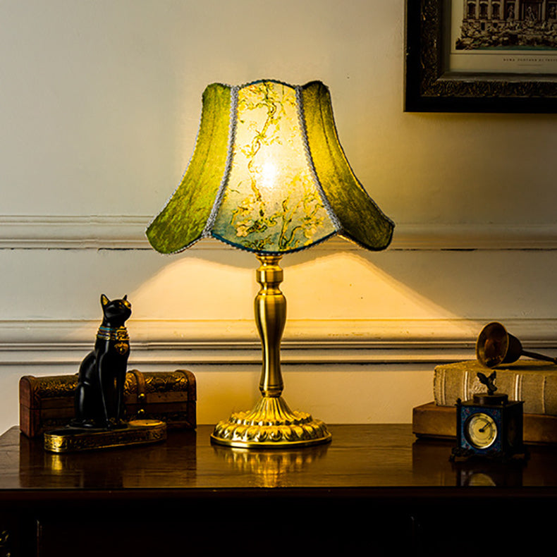 Metal Fabric Floral Painted Table Lamp