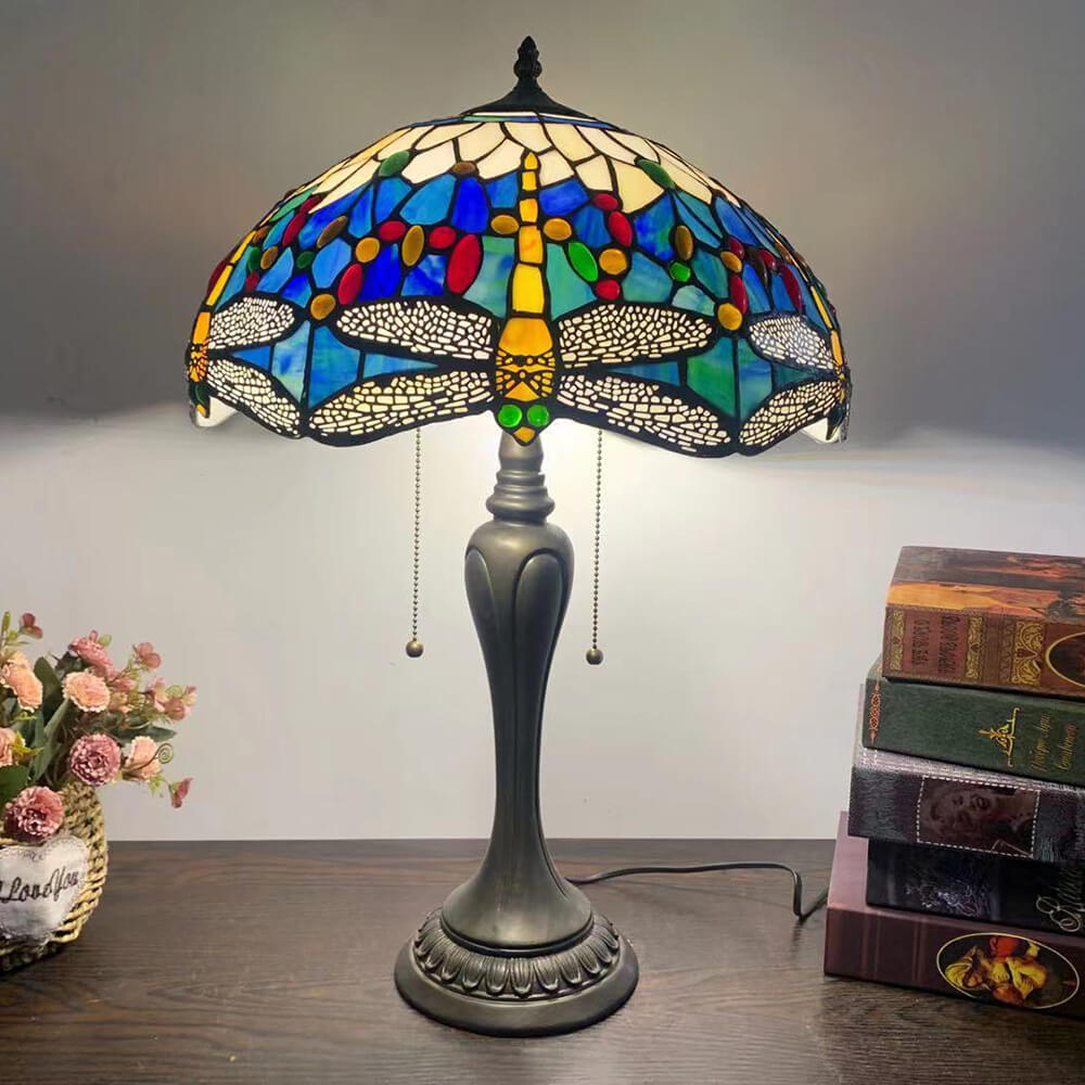 Umbrella Flower Dragonfly Alloy 2-Light Table Lamp