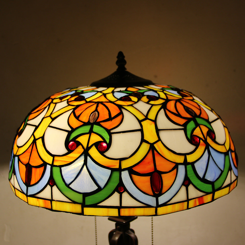 Mediterranean Stained Glass Cone 2-Light Table Lamp