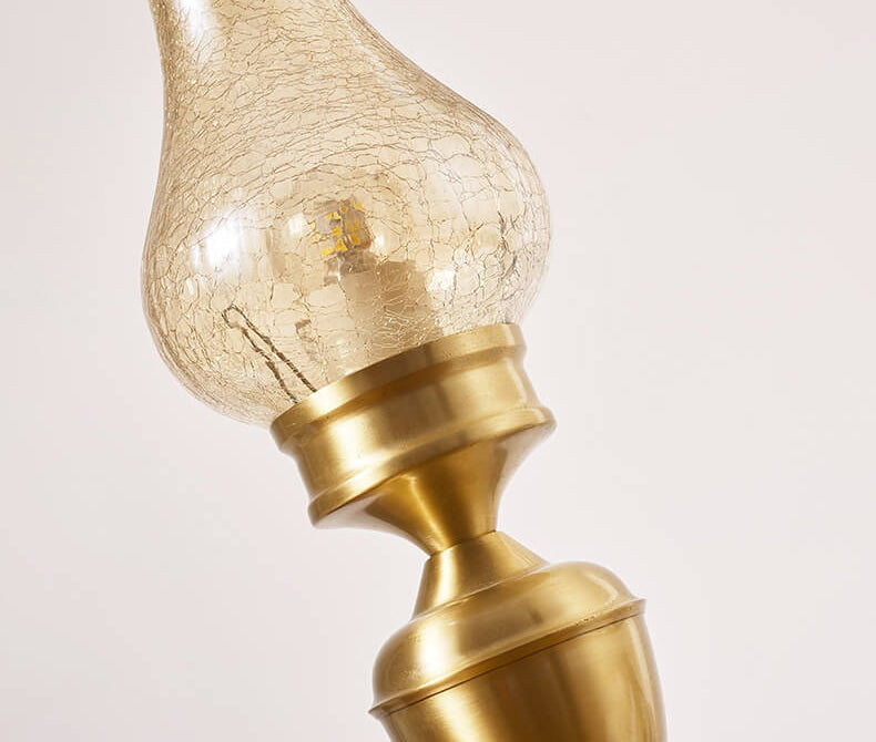 All Brass Wooden Glass Table Lamp