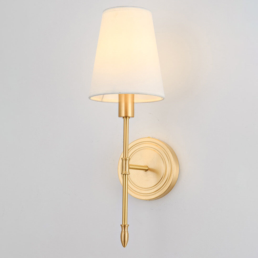Brass Fabric Glass Straight Wall Lamp