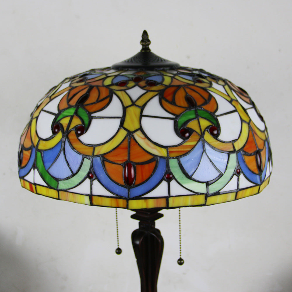 Mediterranean Stained Glass Cone 2-Light Table Lamp