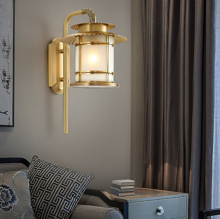 Copper Lantern Design Hallway Wall Lamp