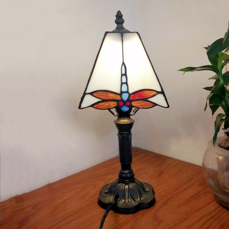 Square Stained Glass Iron Table Lamp