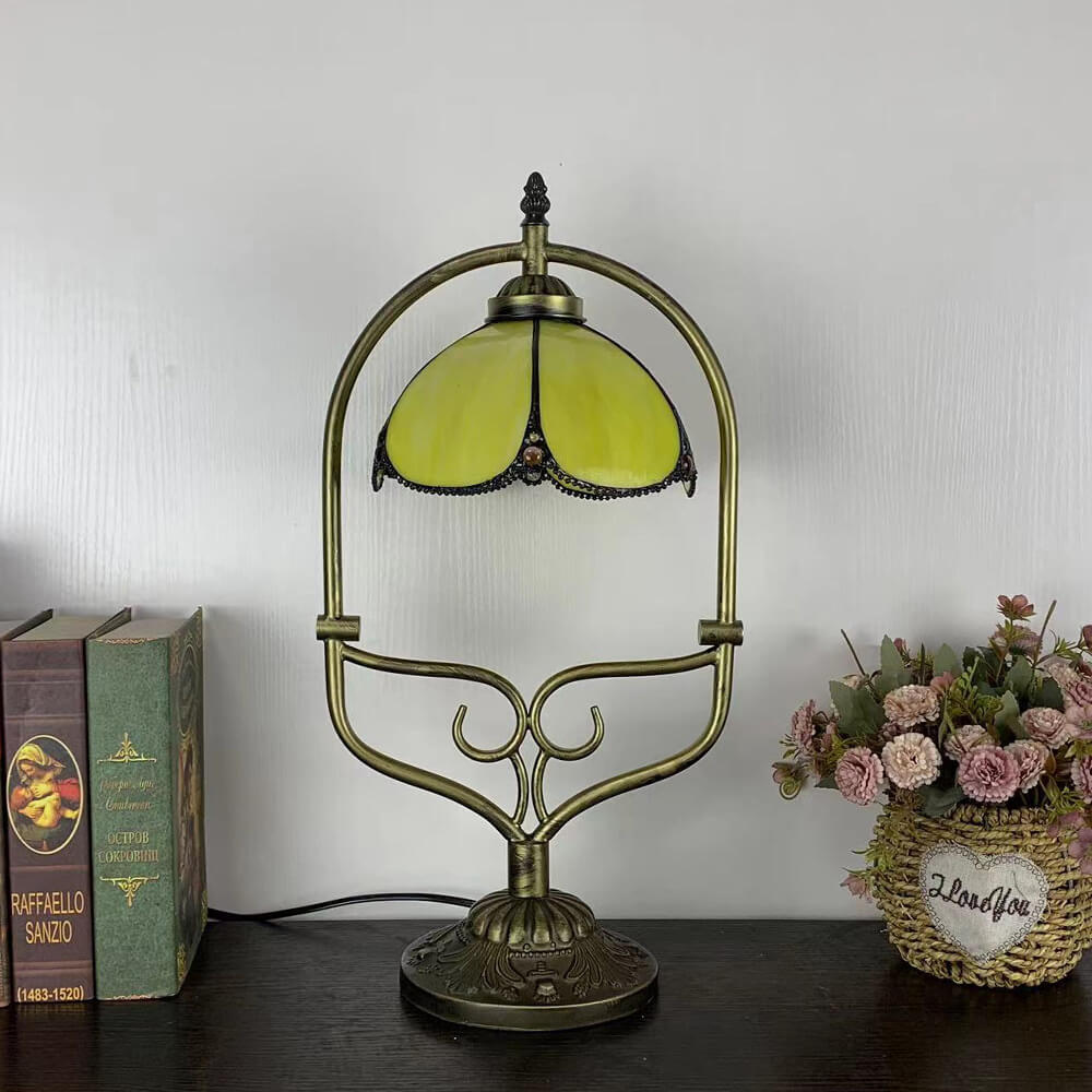 Flower Stained Glass Metal Table Lamp