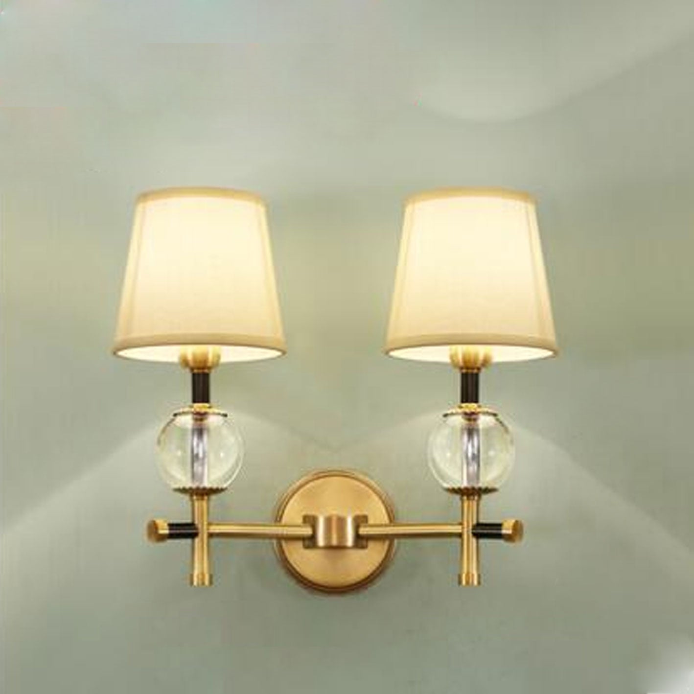 American Brass Fabric 1/2 Wall Lamp