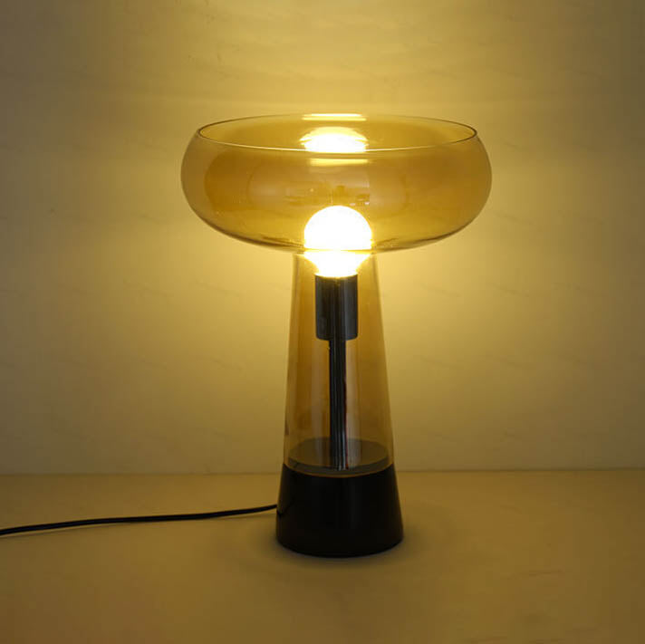 Glass Column Marble Table Lamp