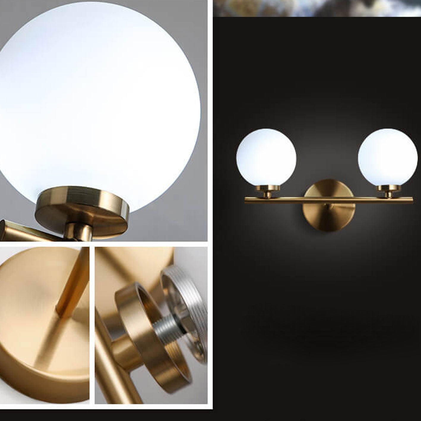 Milk White Round Ball 2-Light Wall Lamp