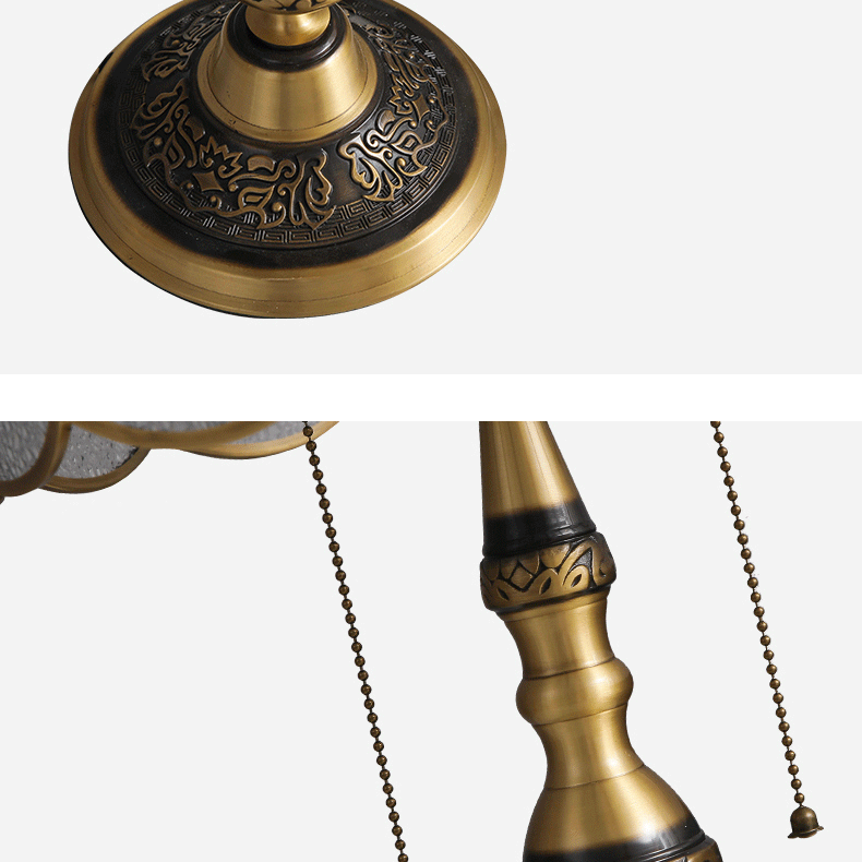 Umbrella Full Copper Glass 3-Light Floor Lamp