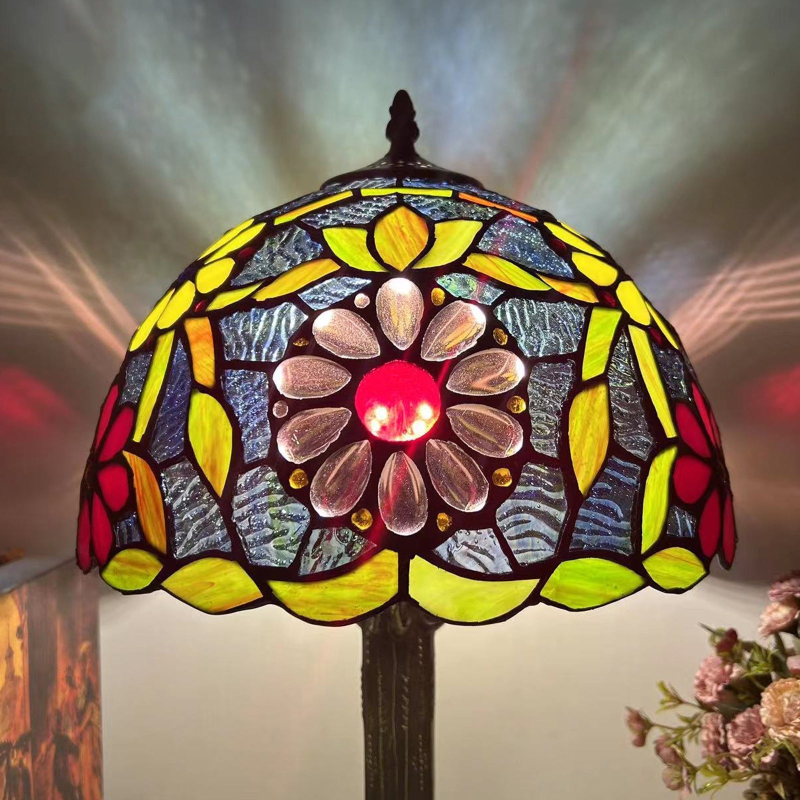 Dome Flower Iron Glass Table Lamp