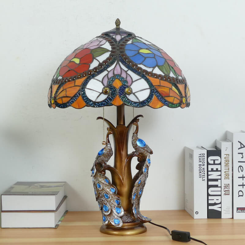 Stained Glass Resin Dome 2-Light Table Lamp