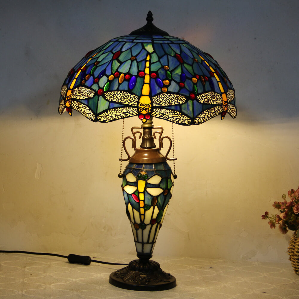 Stained Glass Hexagonal Dome 2-Light Table Lamp