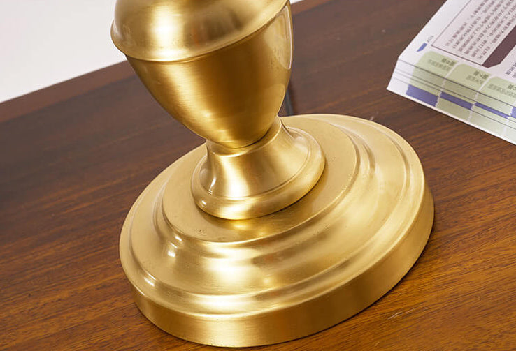 All Brass Wooden Glass Table Lamp