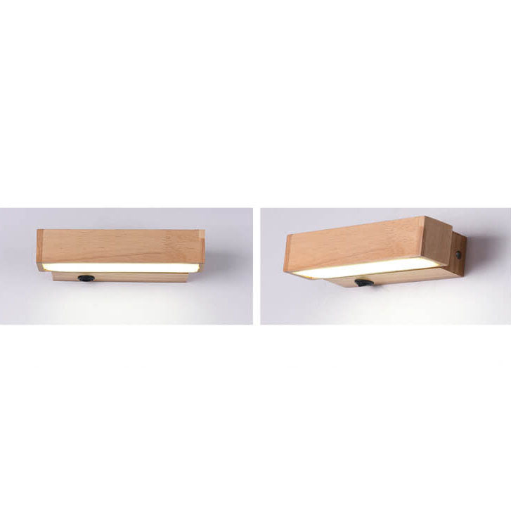 Log Wooden Rectangular Rotatable Wall Lamp