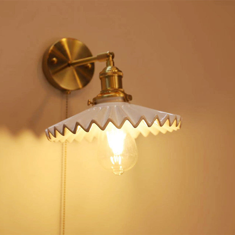 Brass Round Vanity Bedroom Wall Lamp