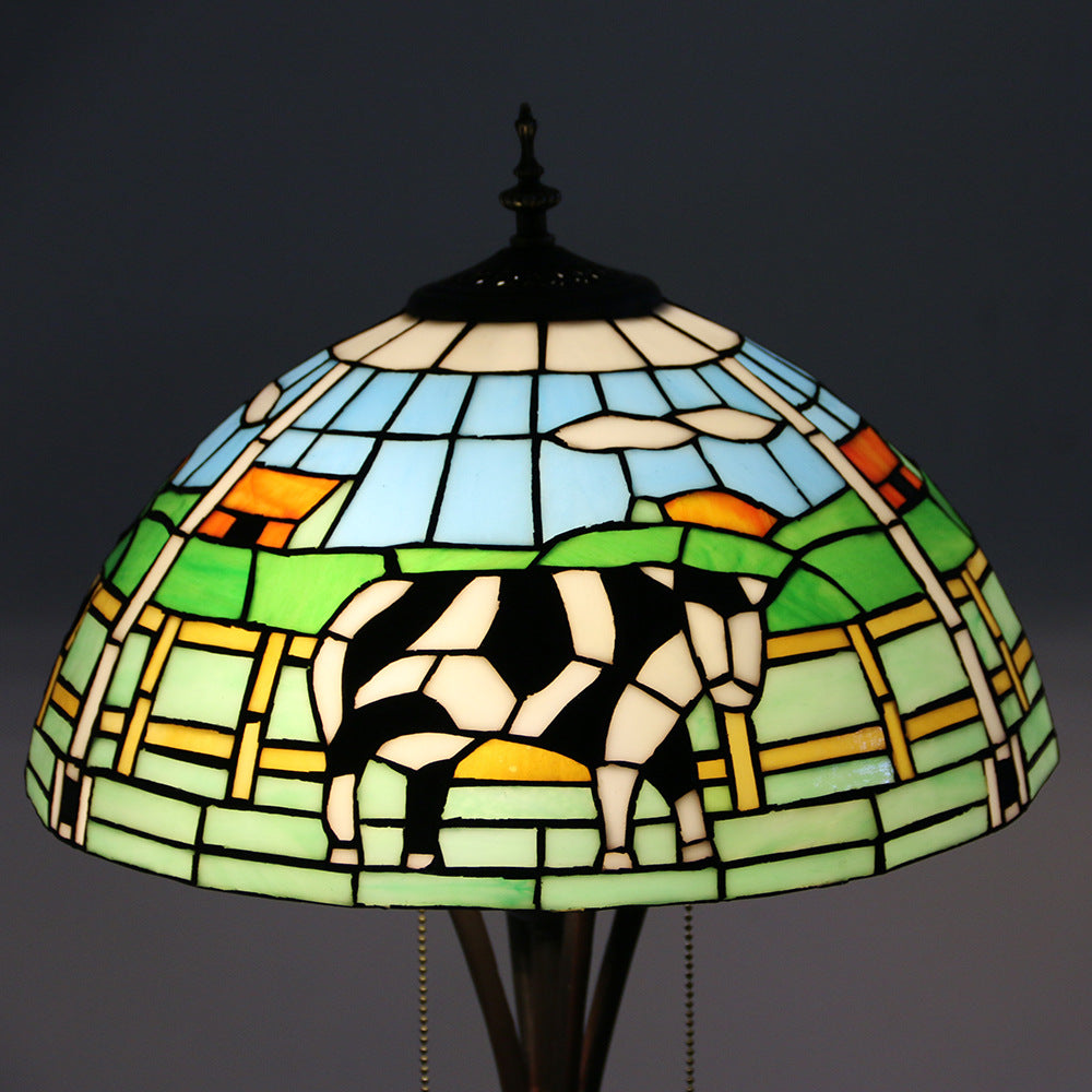 Resin Glass Semicircular Dome 2-Light Floor Lamp