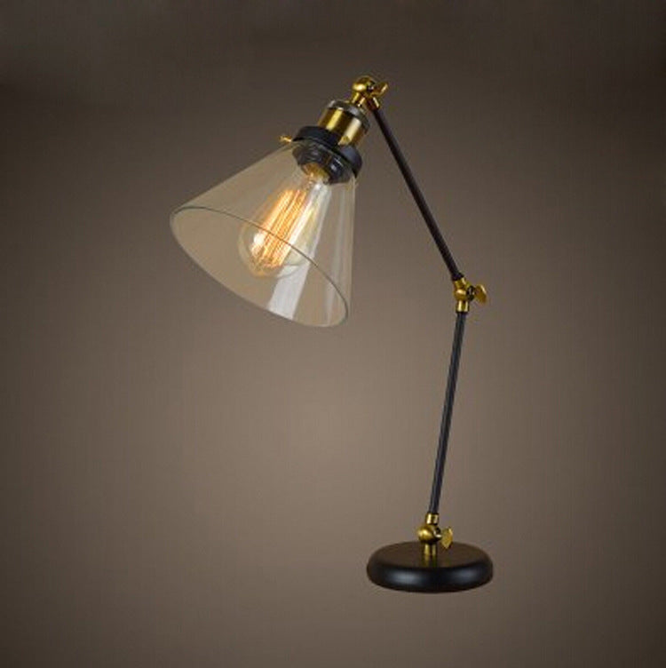 Iron Glass Conic Bell Table Lamp