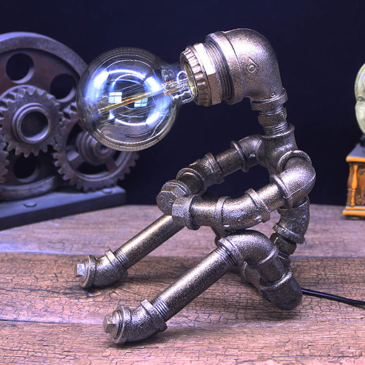 Iron Plumbing Sitting Robot Table Lamp