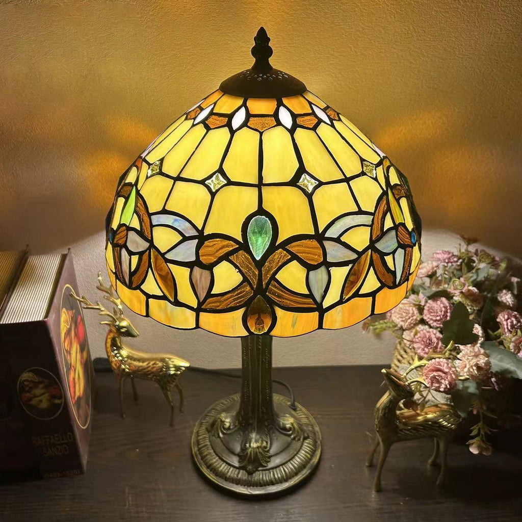 Metal Hardware Glass Semicircular Table Lamp