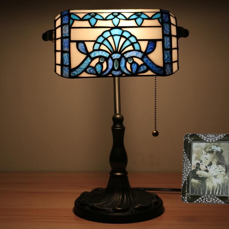 Baroque Stained Glass Bank Table Lamp