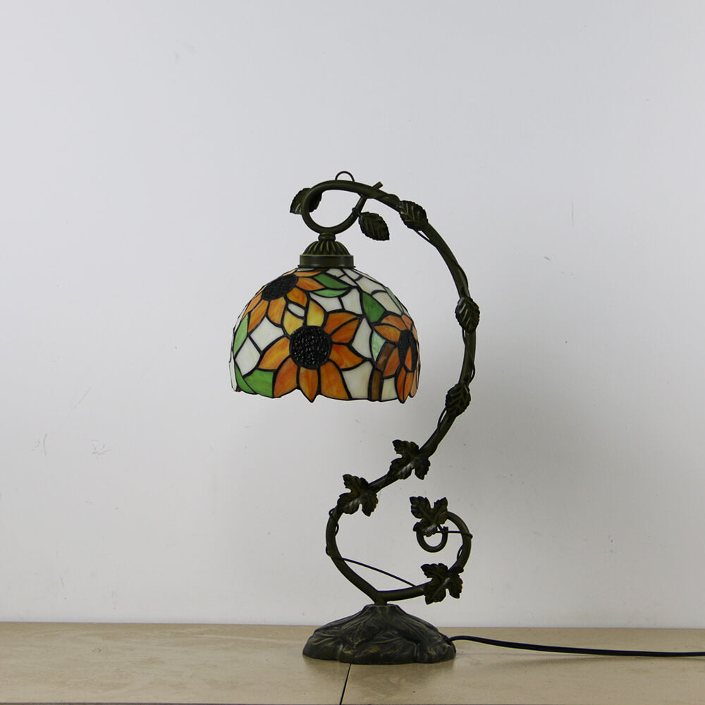 Rose Stained Glass Vine Table Lamp