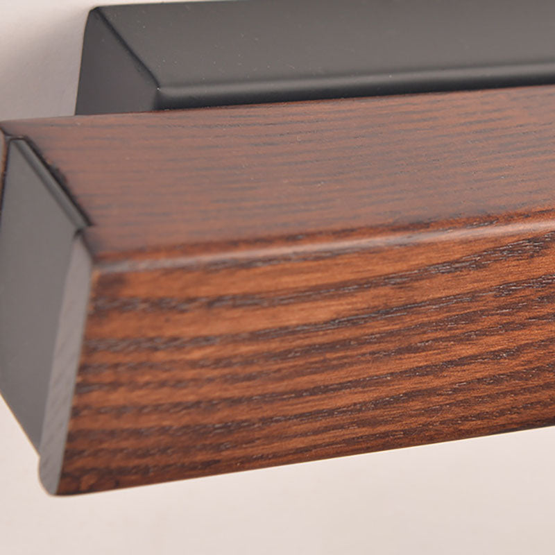 Rectangular Solid Wood Iron Wall Lamp