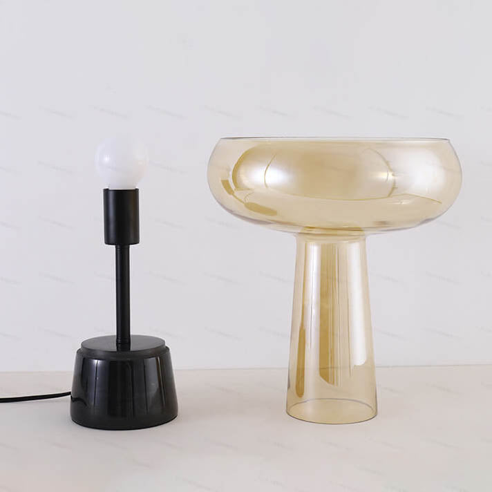 Glass Column Marble Table Lamp