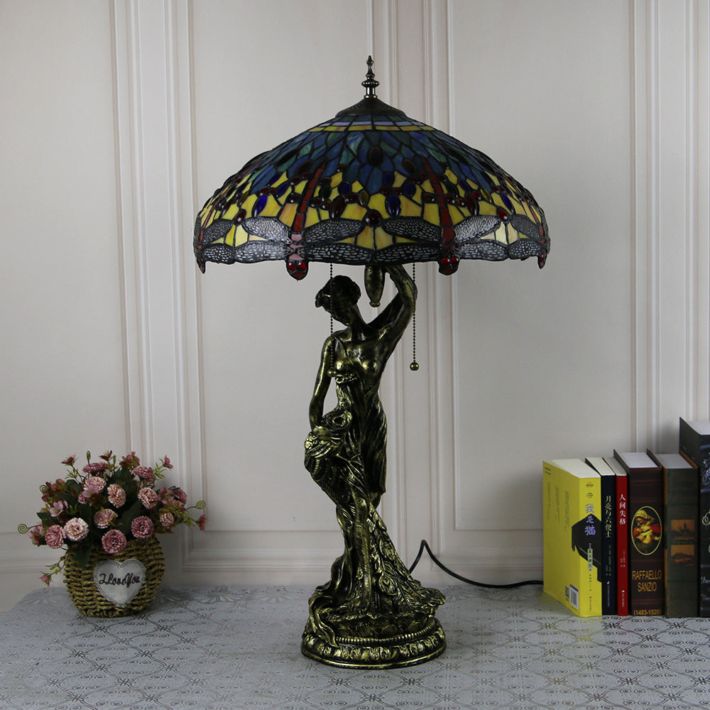 Stained Glass Beauty Resin 2-Light Table Lamp