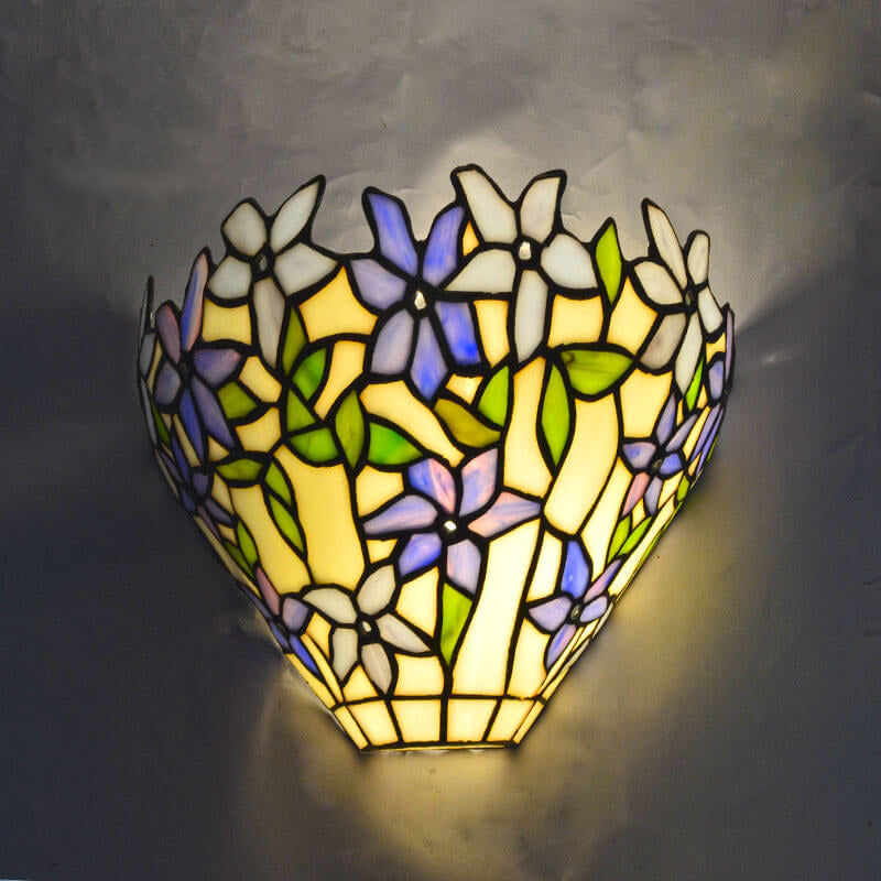 Flower Stained Glass Bowl Wall Lamp