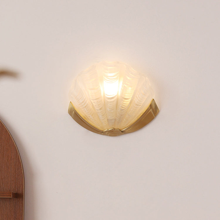Shell Brass Glass Living Wall Lamp
