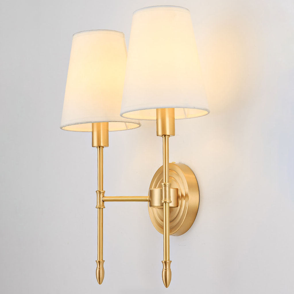 Brass Fabric Glass Straight Wall Lamp