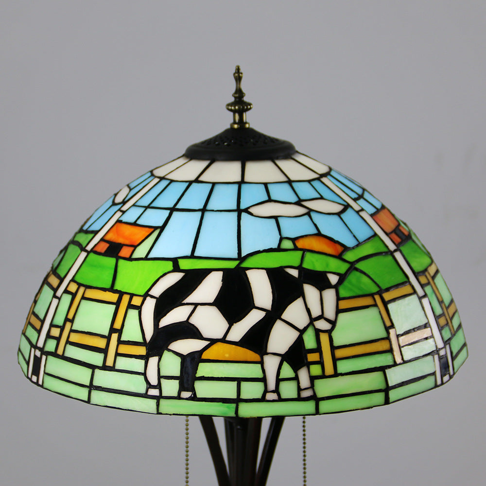 Resin Glass Semicircular Dome 2-Light Floor Lamp