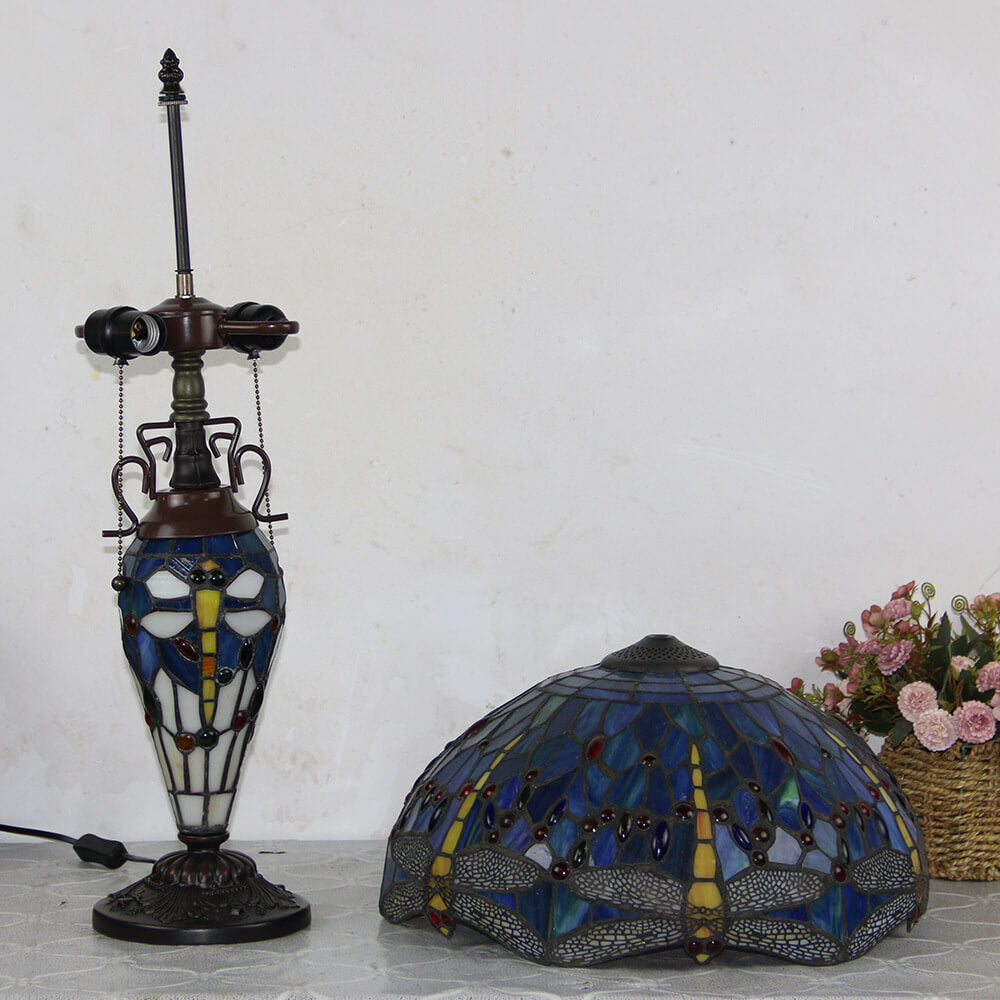 Stained Glass Hexagonal Dome 2-Light Table Lamp
