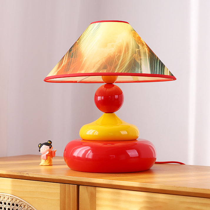 Iron Fabric Conic Round Table Lamp