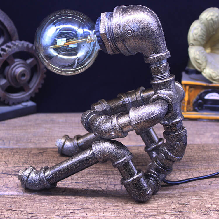 Iron Plumbing Sitting Robot Table Lamp
